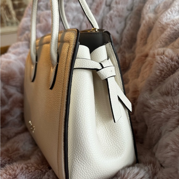kate spade Cream Satchel with Structured Shape and Textured Finish - Picture 2 of 5